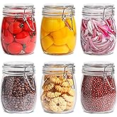 ComSaf 25oz Airtight Glass Canisters with Lids Set of 6, Round Food Storage Jar Container with Clamp Lids for Kitchen Canning