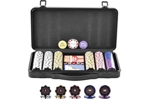 VEVOR Poker Chip Set, 300-Piece Poker Set, Complete Poker Playing Game Set with Carrying Case, Heavyweight 14 Gram Casino Clay Chips, Cards, Buttons and Dices, for Texas Hold'em, Blackjack, Gambling