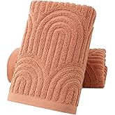 Pidada Hand Towels Set of 2 Striped Pattern 100% Cotton Absorbent Soft Decorative Towel for Bathroom (Burnt Orange)