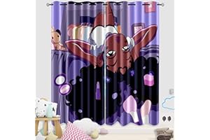 FJKJHKGJ Black Girl Curtains, Blackout Window Drapes Purple African Girl Printed Curtains 2 Panel Sets, 82x84 Inch