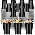 100 PCS 16OZ Black Plastic Cups Christmas Party Cups black Disposable Cups Bulk, Heavy Duty Drinking Cups Graduation Shot Cup