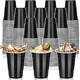 100 PCS 16OZ Black Plastic Cups Christmas Party Cups black Disposable Cups Bulk, Heavy Duty Drinking Cups Graduation Shot Cup