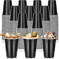 100 PCS 16OZ Black Plastic Cups Christmas Party Cups black Disposable Cups Bulk, Heavy Duty Drinking Cups Graduation Shot Cup