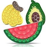 QETRABONE Fidget Sensory Bubble Stress Toy, Fidget Push Toy for Adults, Silicone Fidget Stress Toys for Autistic Adult Squeeze Toy Autism (Banana+Avocado+Watermelon)