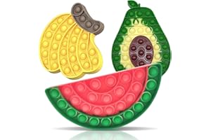 QETRABONE Fidget Sensory Bubble Stress Toy, Fidget Push Toy for Kids, Silicone Fidget Stress Toys for Autistic Children Adult Squeeze Toy Autism (Banana+Avocado+Watermelon)