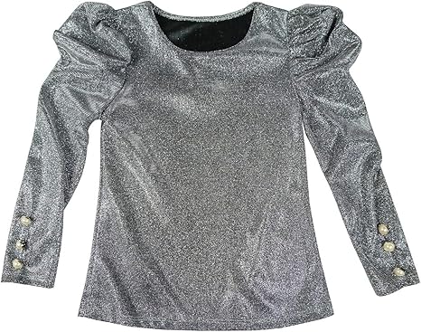 Ajj Design Girls Silver Shimmer Lurex Stretch Puff Long Sleeve Xmas Party Top Sizes From 4 To 14 Years Amazon Co Uk Clothing
