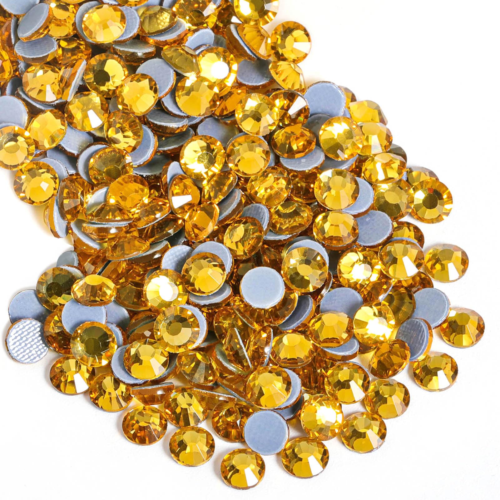 Beadsland Hotfix Rhinestones, 2880pcs Flatback Crystal Rhinestones for Crafts Clothes DIY Decorations, Topaz, SS10, 2.7-2.9mm