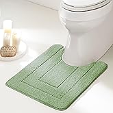GRANNY SAYS Toilet Rugs U Shaped Washable Non Slip, Toilet Mats for Bathroom Soft Plush Shaggy Absorbent, Microfiber Bath Mats for Bathroom Toilets Cute Decor, 20" x 24", Green