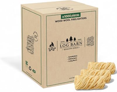 Log Barn Natural Firelighters 1000 Pack Wood Burner Pizza Oven BBQ Starters