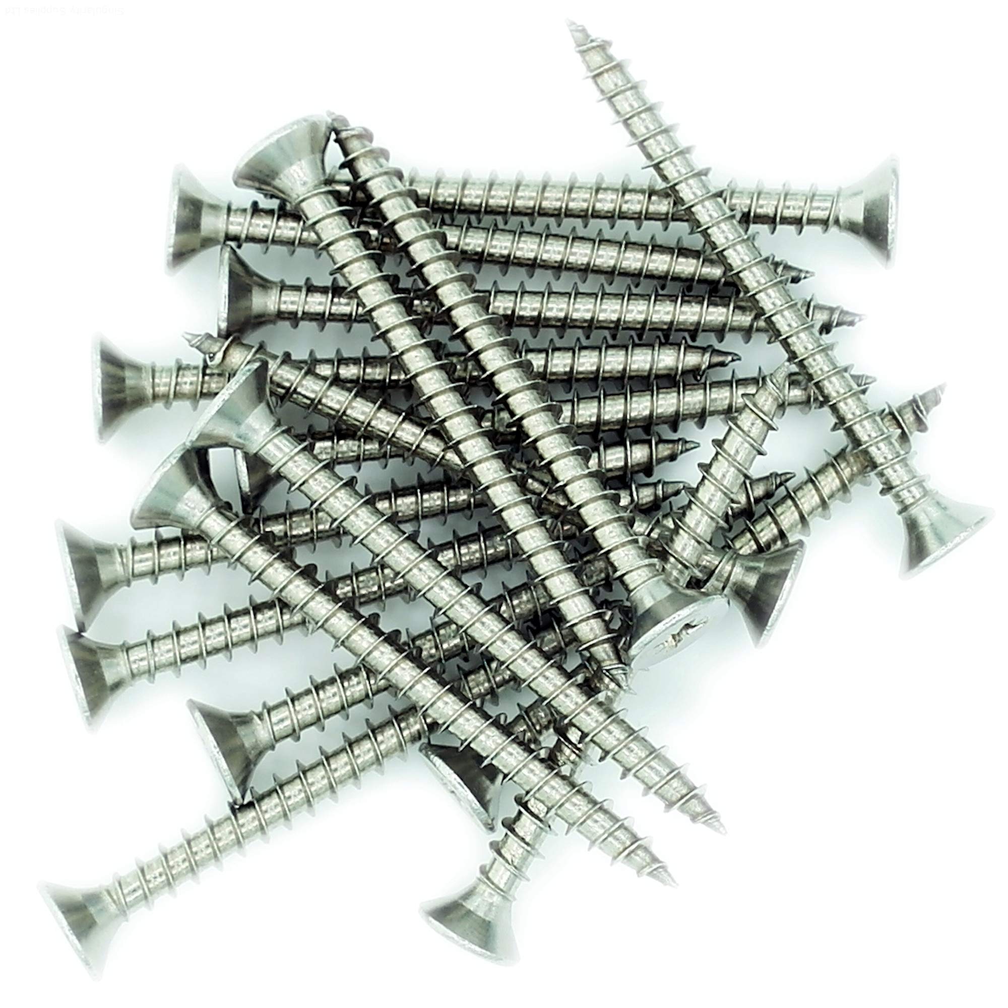 No.6 x 0.65 (4mm x 16mm) Pozi Countersunk Chipboard Screw - Stainless Steel (A2) (Pack of 20)