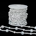 YoungJewel 33 Feet Rolls of Crystals Garland Beads Acrylic Clear Beads Chain Trim for Wedding Party Decoration and DIY Craft(Round Beads-Colorful)