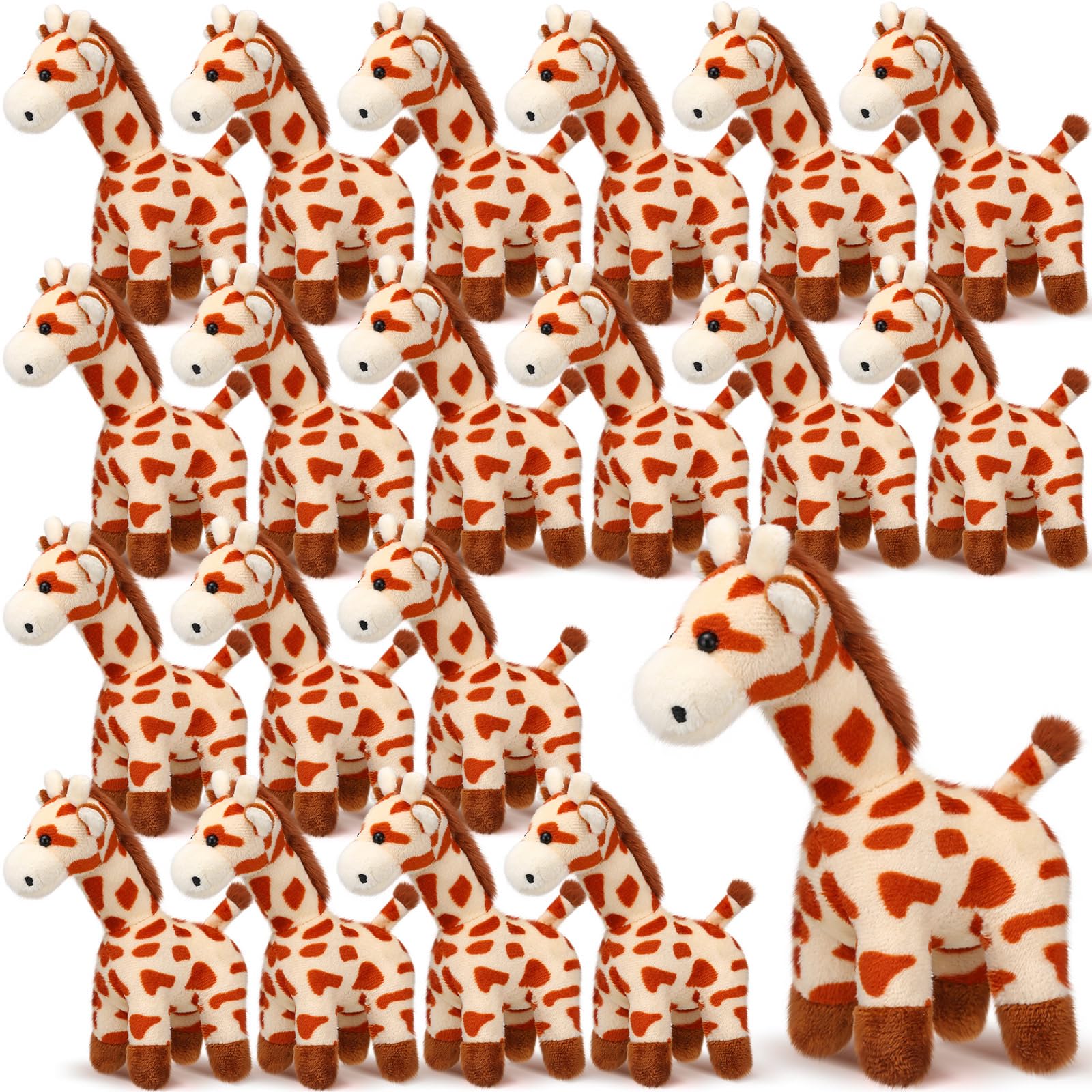 Photo 1 of Blueweenly 20 Pcs Giraffe Stuffed Animal Bulk 6'' Stuffed Giraffe Plush Toy Cute Safari Plush Jungle Zoo Wild Animal Party Decor Bulk Toy for Operation Christmas for Kid Girl Boy Birthday Forest Party