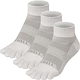 VWELL Merino Wool Toe Socks for Men and Women, Moisture Wicking Ankle Five Finger socks Athletic Running (3Pairs)