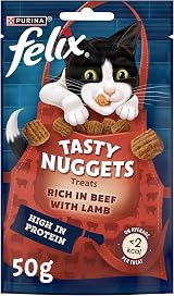 Felix Tasty Nuggets Beef & Lamb Cat Treats 50g Pack of 8