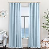 KOUFALL Light Blue Curtains 84 Inch Length for Bedroom,Baby Sky Blue Linen Semi Sheer Curtains 84 Inches Long for Living Room Nursery Girls Kids Room Set 2 Panels