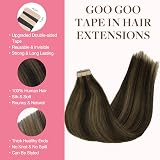GOO GOO Tape In Hair Extensions 16 inch 25g 10pcs Dark Brown Highlighted view 4