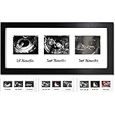 IHEIPYE Triple Sonogram Pregnancy Frame – Baby Ultrasound Picture Frame with Story for Expecting Parents, Baby Shower Frame, Baby Grow Through All Three Trimesters Frame, Nursery Decor, Black