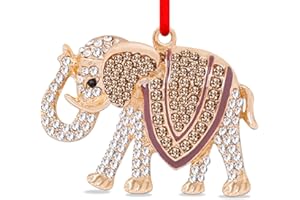 FaCraft Brown Elephant Christmas Ornaments - Metal Elephant Hanging Ornaments for Christmas Tree Decorations and Gifts for Women and Girls