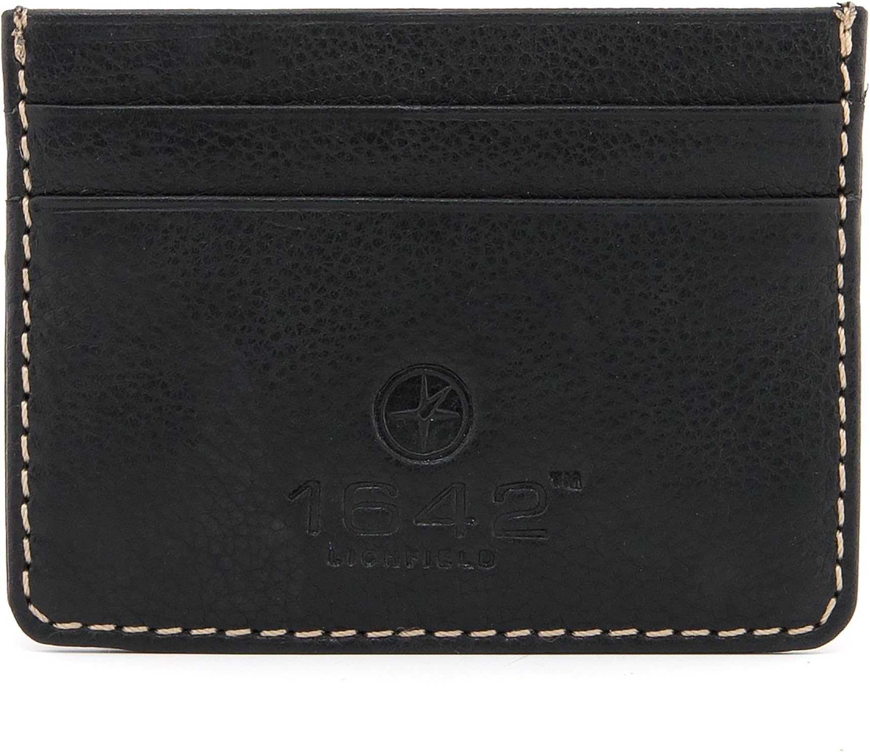 Slim Leather Credit Card Holder with Contrast Stitch by 1642