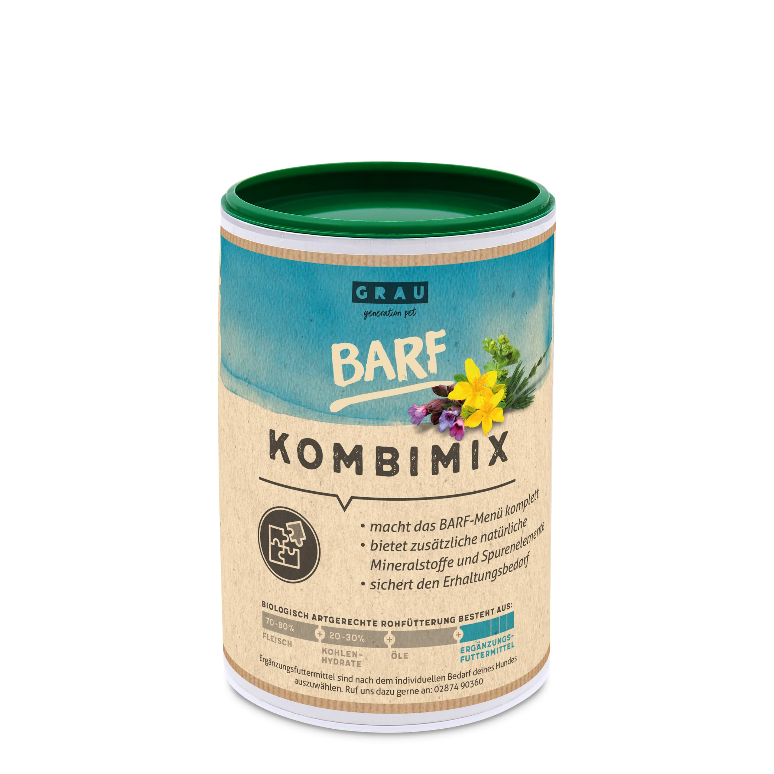 GRAU - the original - BARF-KombiMix, complete mix for BARFING, natural all-round supply, pack of 1 (1 x 150 g), supplementary food for dogs
