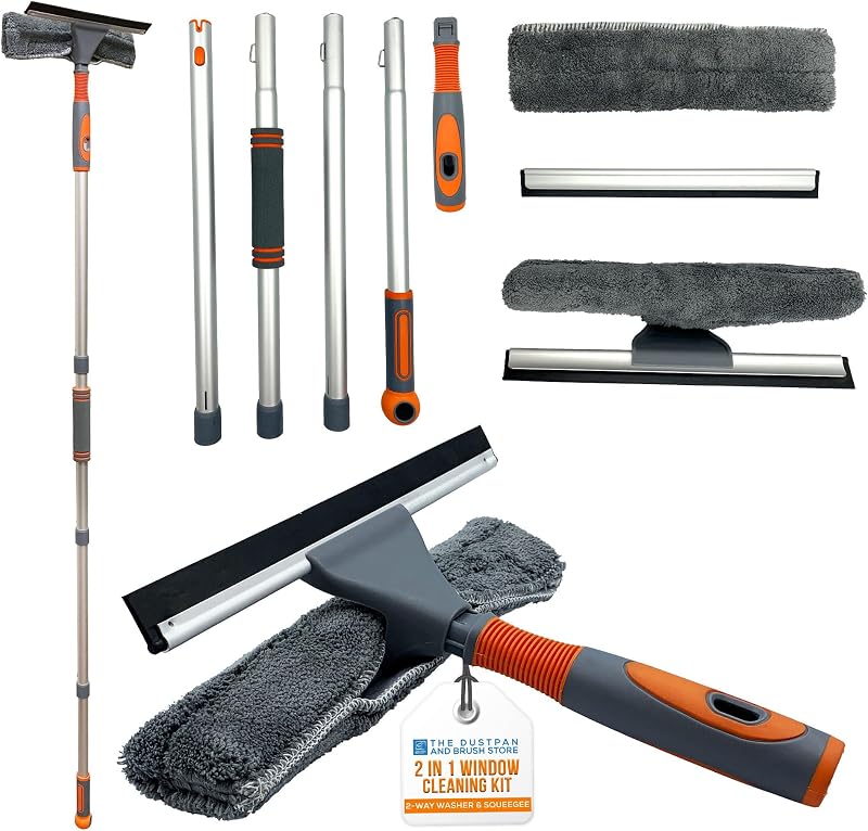 TDBS The Dustpan and Brush Store Window Cleaning Kit 158cm Telescopic Pole