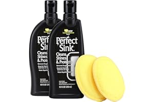 HOPE'S Perfect Sink Cleaner and Polish, Restorative, Water-Repellent, Removes Stains, Ideal for Brushed Stainless Steel, Cast Iron, Porcelain, Corian, Composite, Acrylic, 8.5 oz 2 Pack with 2 Pads
