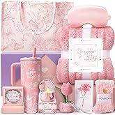 Birthday Gifts for Women, 10PCS Relaxing Self-Care Gift Basket with Flannel Blanket, 40 oz Tumbler, and Tote Bag – Get Well Soon Gift for Mom, Wife, Sister, Friends