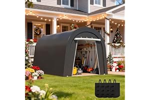 Kiss the Water Domed Carport with 4 Cloth Bags, Portable Garage with 2 Roll-up Doors, Heavy Duty Car Canopy Party Tent, All-Season Storage Shelter Shed for Cars, Truck, or Garden Tools, 10' x 15'
