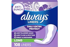 Always Daily Extra Protect Liners, Long Length, Unscented Panty Liners, 108 Count