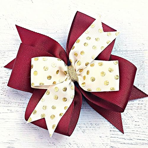 Amazon Com Ivory And Burgundy Hair Bow Burgundy And Cream Bow