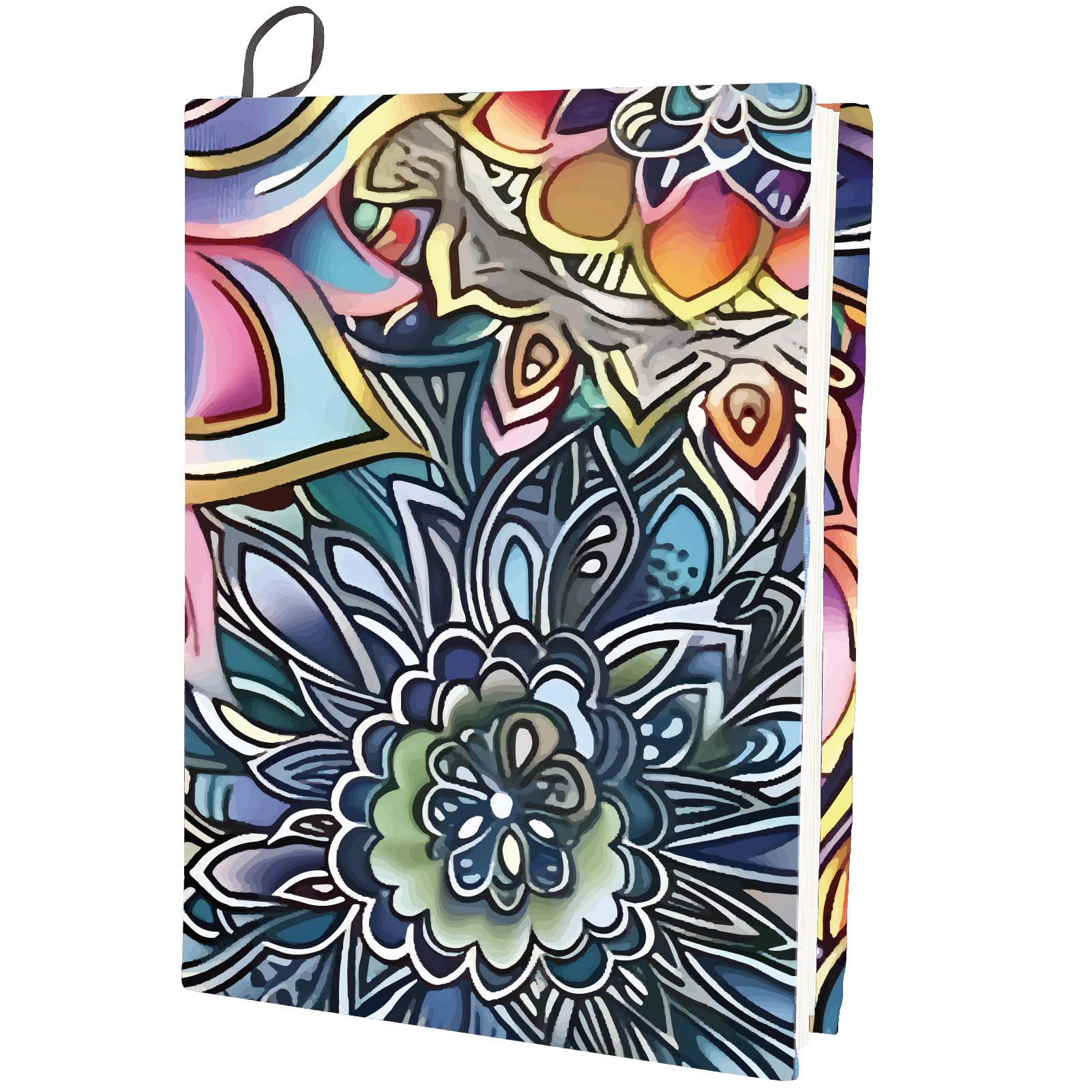 CRASPIRE Bohemia Flower Stretchable Book Cover Floral Washable Reusable Large Nylon Book Sleeve Book Protector Elastic Notebook Wraps for Hardcover Books Textbook Gift