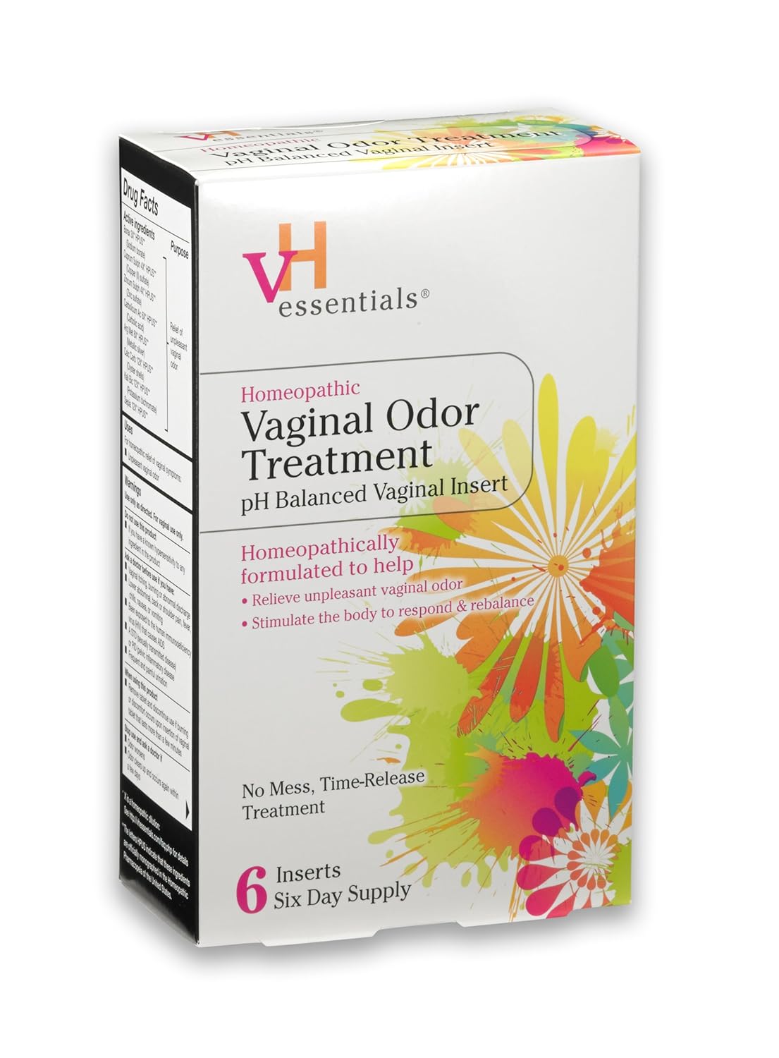 vH Essentials Feminine Odor Treatment, pH Balanced Vaginal Tablets (6