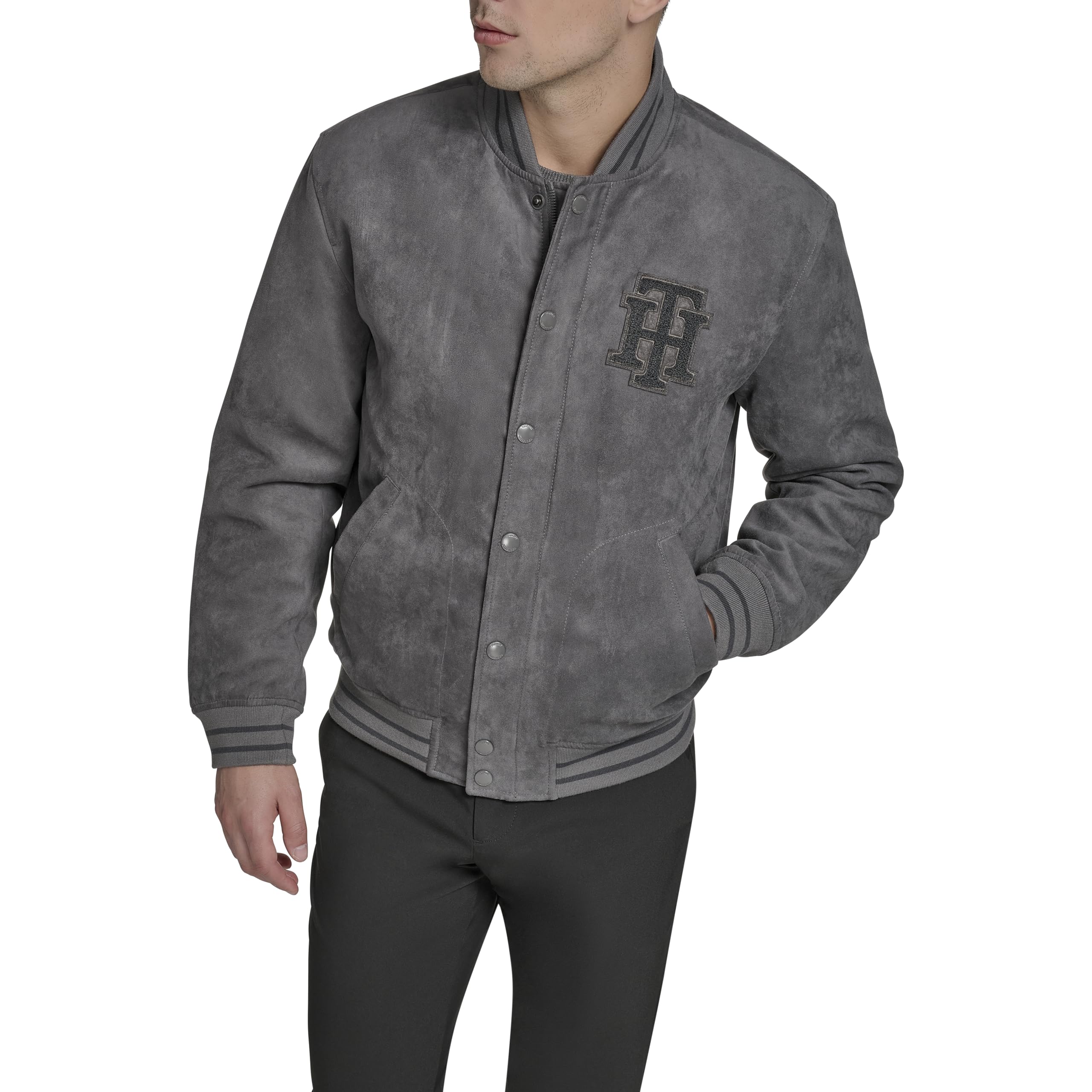 Tommy Hilfiger Men's Faux Suede Logo Varsity