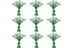 CENSEN Shamrock Foil Centerpiece St. Patrick’s Day Party Decoration Green Clover Spray Centerpiece Saint Patty's Day Metallic Table Decoration for Home Irish Cultural Party Favor (9 Pieces)