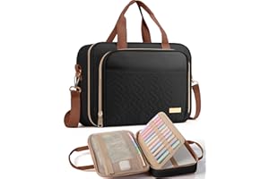 HOTOR Bible Cover - Multi-Pocket Bible Bag for Women Organizer with Bookmark, Portable Bible Case with Handles & Adjustable Shoulder Strap, Useful Gift for Work, Commute, 12.6'' x 3.2'' x 9.1'', Black