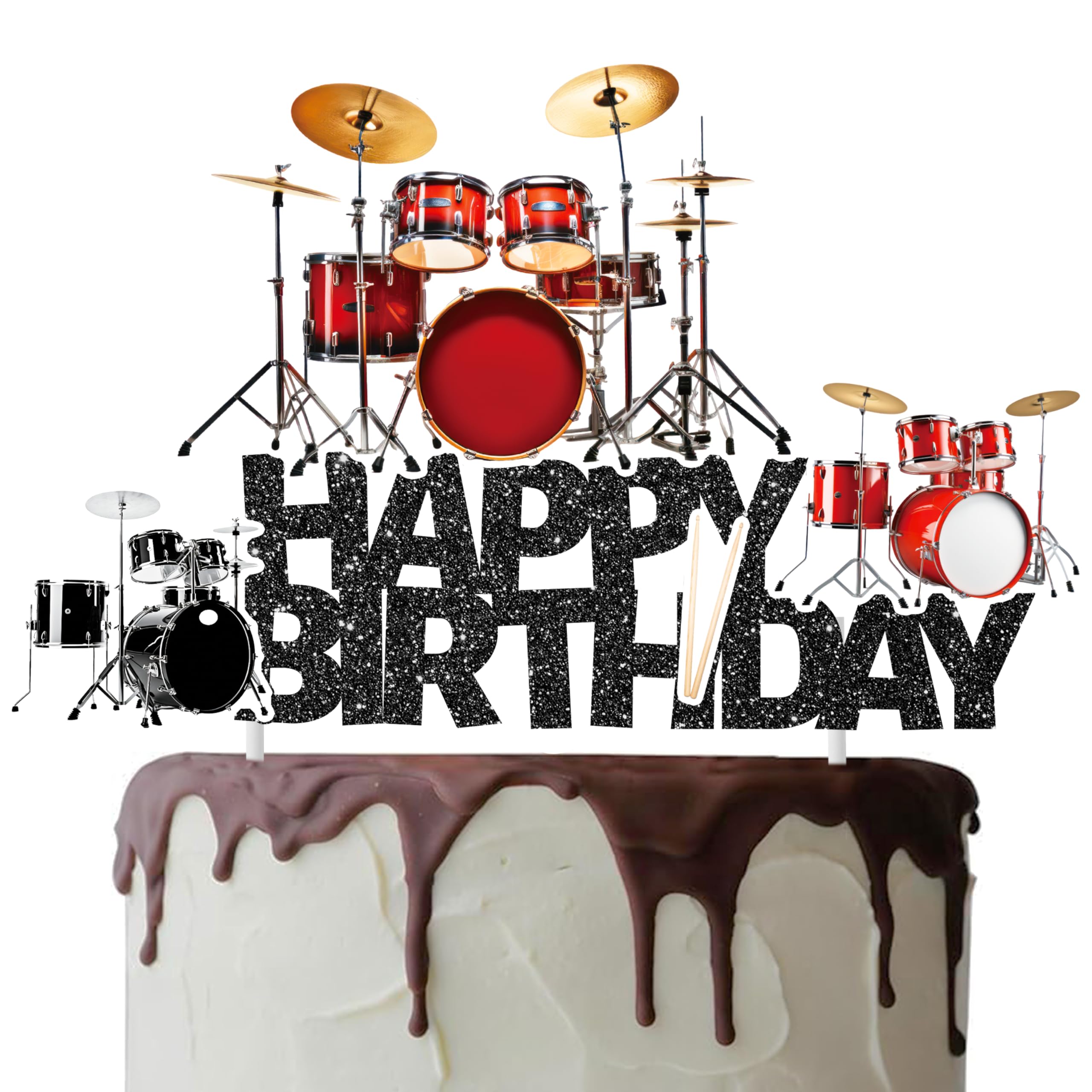 thumbnail image 2 of Drum Birthday Party Banners Music Drum Birthday Party Decoration Black Glitter Happy Birthday Banners For Drummer Party Baby Shower Supplies 2 of 12