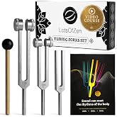 LOTS OF ZEN Tuning Forks for Healing Set (128 Hz, 256 Hz, 512 Hz) | Frequency Healing Devices - Weighted &amp; Unweighted, 80-Min Expert Video Course, Mallet &amp; Velvet Pouches