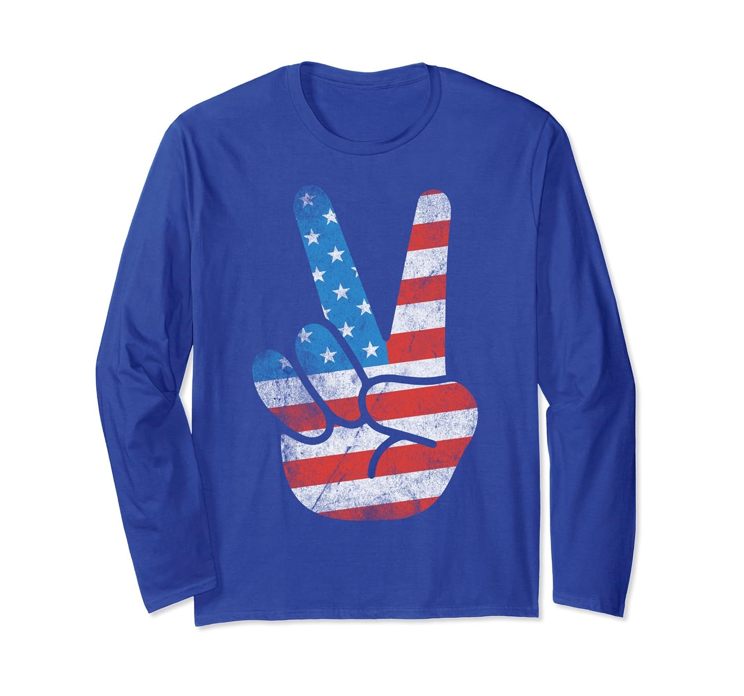 Patriotic Peace Sign Long Sleeve Shirt American Flag Tee-anz