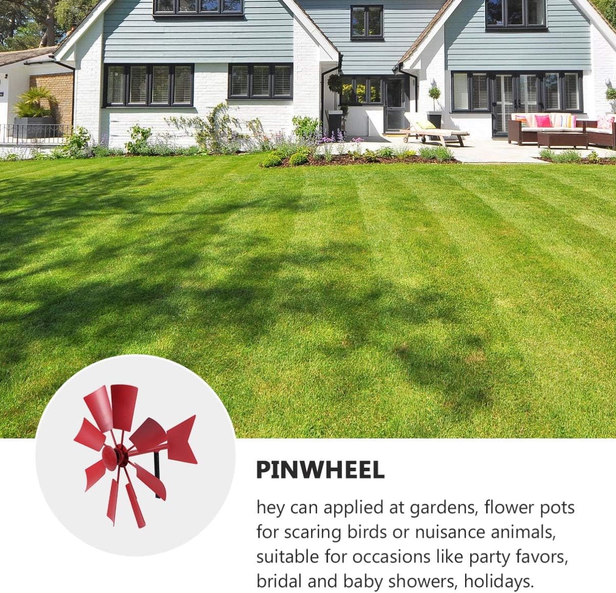 Hemoton Garden Windmill Stake Iron Wind Spinner Outdoor Yard Art Decoration Metal Pinwheel Stake Ornament for Christmas Lawn Decoration Red - Image 4
