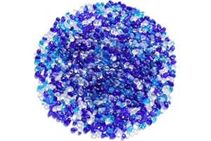QYGL Sea Glass Stones - Blue Mixed Clear Glass Pebbles Gemstones - Perfect for Aquarium Rocks, Fish Tank Gravel, Vase Fillers, DIY Crafts, and Home Decor (0.9LB/14oz)