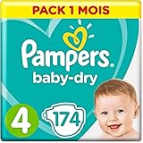 Pampers - Baby Dry - Couches Taille 4 (9-14 kg) - Pack 1 mois (x174 couches)