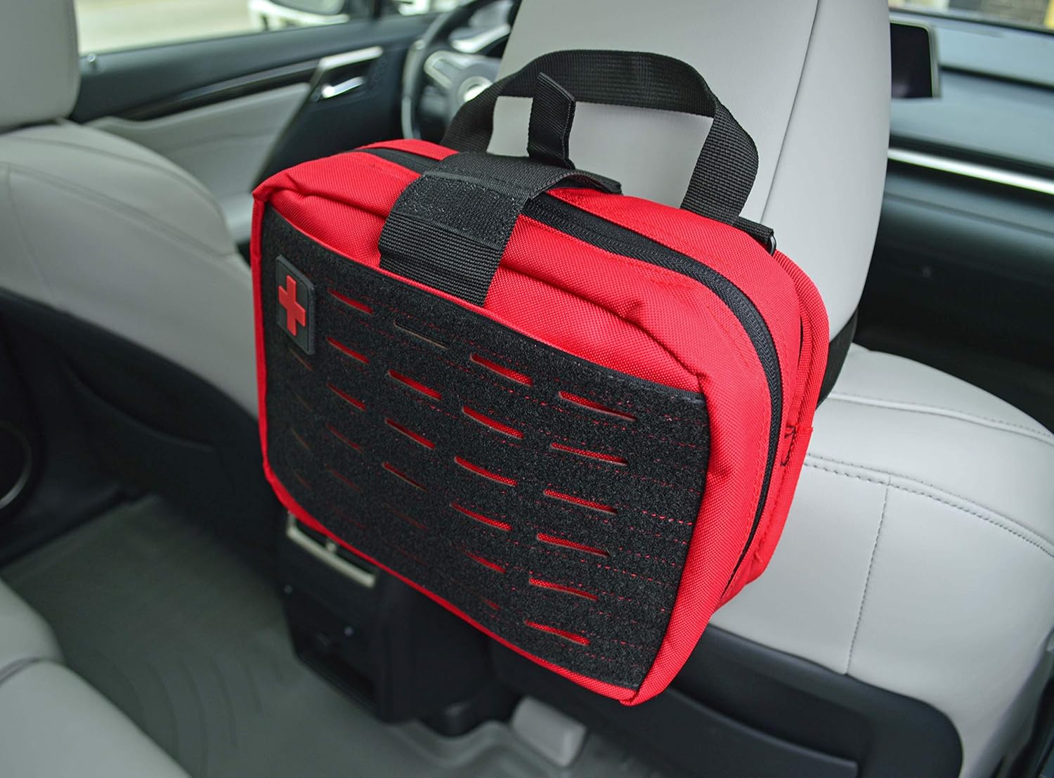 Lightning X Rip-Away Officer's Patrol Tactical Gunshot & Trauma IFAK Kit w/Headrest Mount - RED: Health & Personal Care