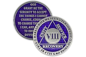 THE TOKEN SHOP 8 Year Sobriety Coin | Legacy AA Chip | Thick Triplate Recovery Anniversary Token (Purple)