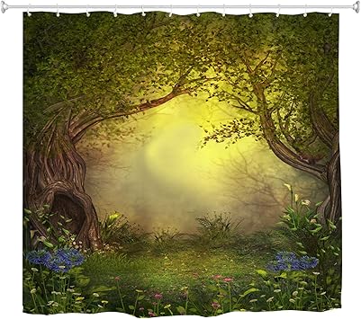 Amazon Com Broshan Mystic Forest Tree Shower Curtain Fabric
