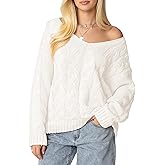 IWD Women's Oversized Sweaters Cable Knit V Neck Long Sleeve Pullover Sweater 2026