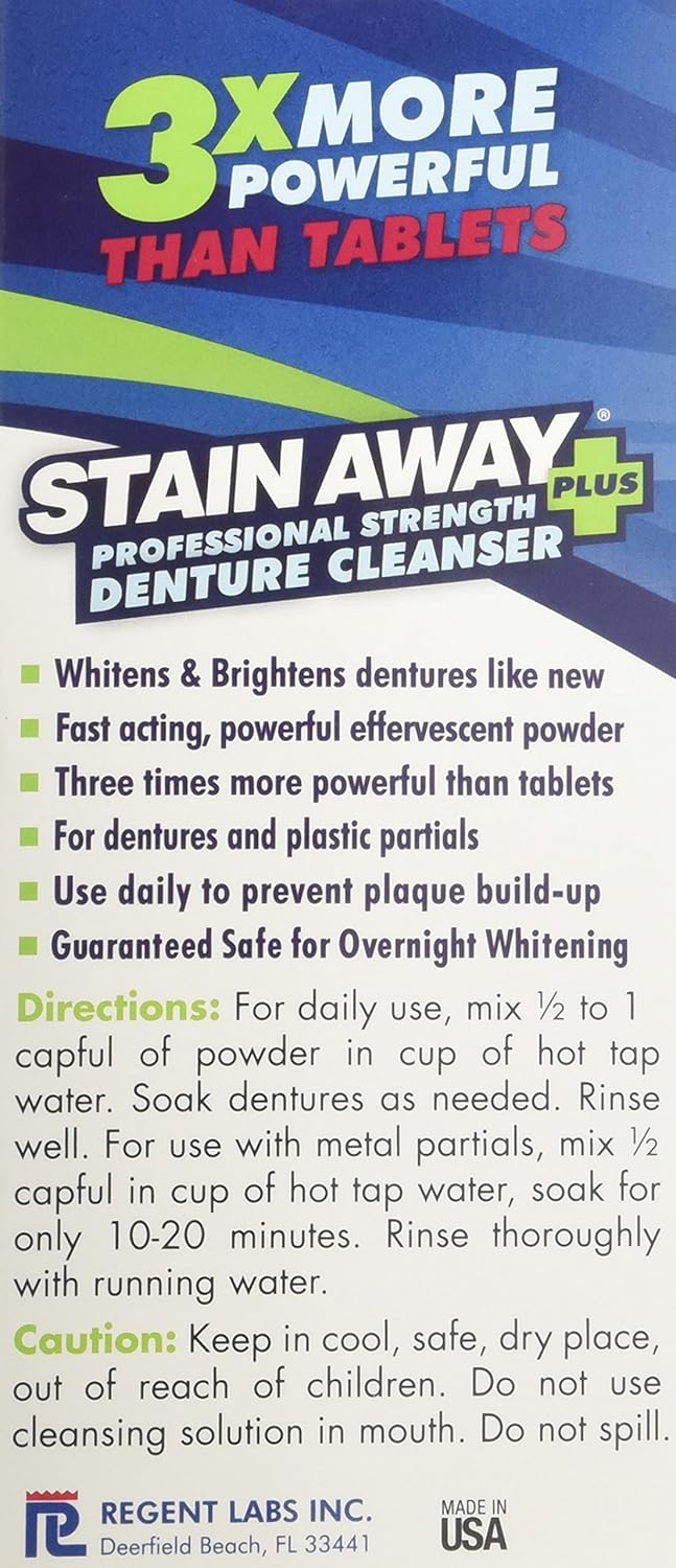 STAIN-AWAY PLUS DENTURE CLEANSER 8.4 OZ: Health & Personal Care