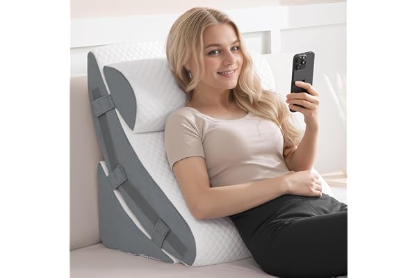 Orthopedic Bed Wedge Pillow Set Memory Foam Infinitely Adjustable Angles Triangle Pillow for Leg Knee Support Sleep Apnea Bac