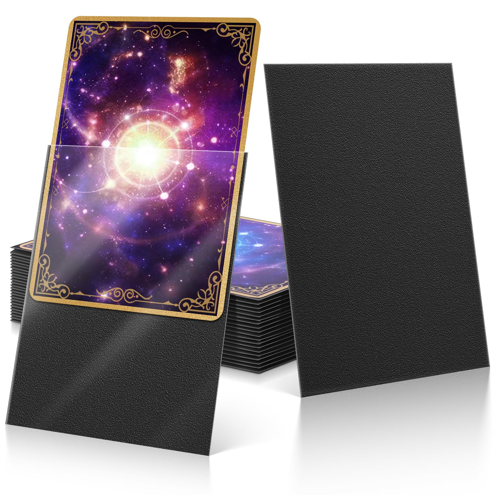 100 Pack Card Sleeves, Matte Dual Penny Trading Card Sleeves, Non-Transparent Back Soft Card Protector Sleeves for Sports, TCG, MTG and Standard Cards(Black)