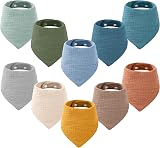 Yoofoss Muslin Baby Bibs 10 Pack Adjustable Bandana Bibs 100% Cotton Blue Orange