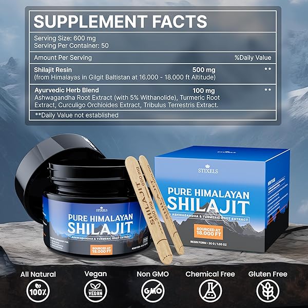 SHILAJIT RESIN SUPPLEMENT – SHILAJIT PURE HIMALAYAN ORGANIC RESIN WITH FULVIC ACID, HUMIC ACID, 85+ TRACE MINERALS AND VITAMINS – ENERGY AND IMMUNE SUPPORT SUPPLEMENT – 30 GRAMS